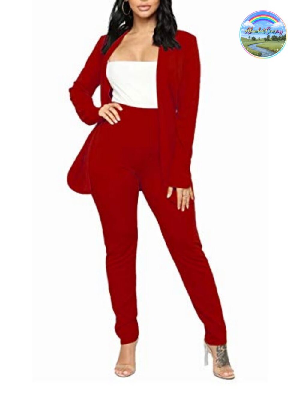 Womens 2 Piece Blazer Pant Suit Set Polyester Spandex Office Workwear